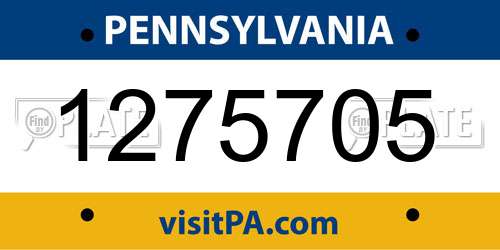 1275705 Pennsylvania License Plate