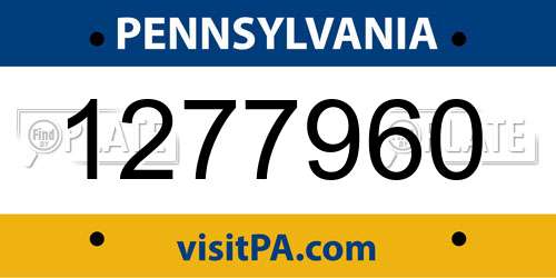 1277960 Pennsylvania License Plate