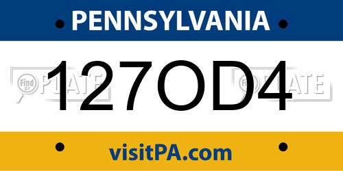 127OD4 Pennsylvania License Plate