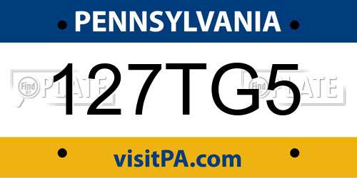 127TG5 Pennsylvania License Plate