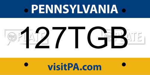 127TGB Pennsylvania License Plate
