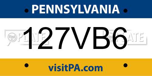 127VB6 Pennsylvania License Plate