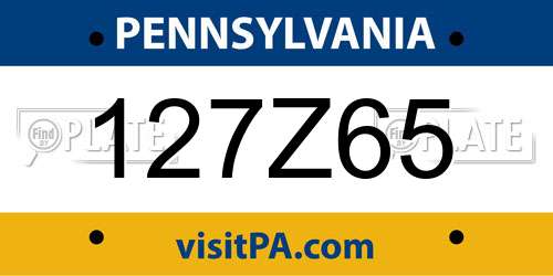 127Z65 Pennsylvania License Plate