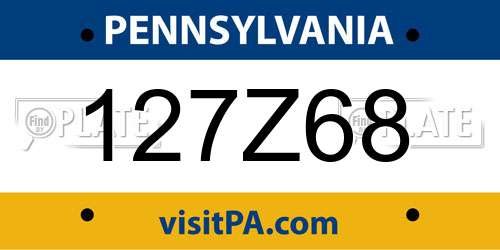 127Z68 Pennsylvania License Plate