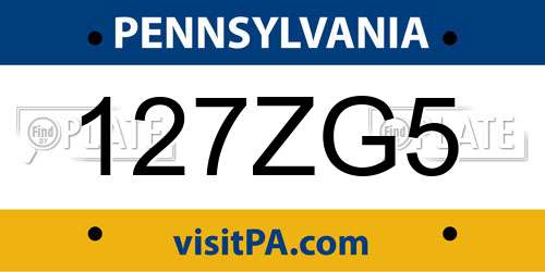 127ZG5 Pennsylvania License Plate