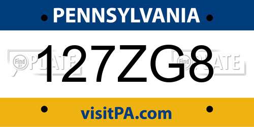 127ZG8 Pennsylvania License Plate