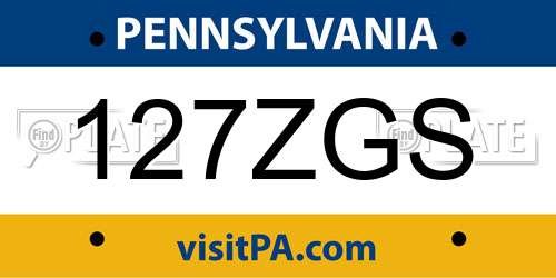 127ZGS Pennsylvania License Plate