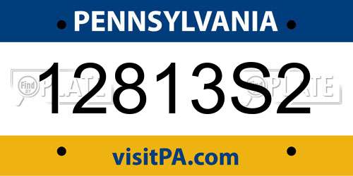 12813S2 Pennsylvania License Plate