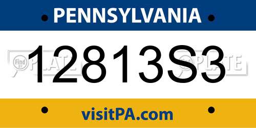 12813S3 Pennsylvania License Plate