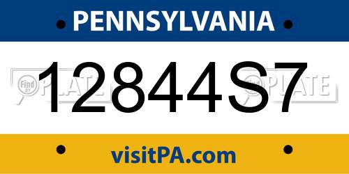 12844S7 Pennsylvania License Plate