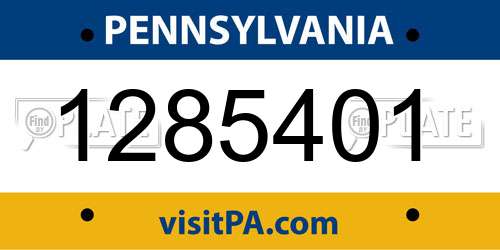 1285401 Pennsylvania License Plate