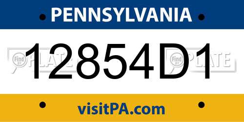 12854D1 Pennsylvania License Plate