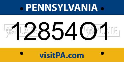 12854O1 Pennsylvania License Plate