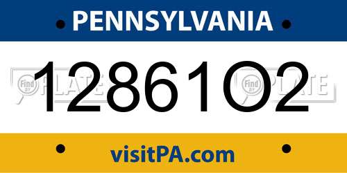 12861O2 Pennsylvania License Plate