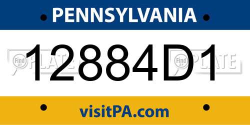 12884D1 Pennsylvania License Plate