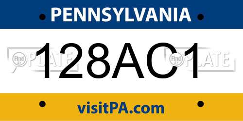 128AC1 Pennsylvania License Plate
