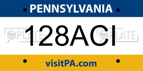 128ACI Pennsylvania License Plate