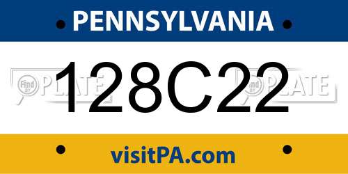 128C22 Pennsylvania License Plate