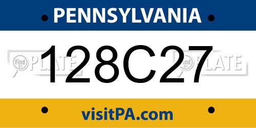 128C27 Pennsylvania License Plate