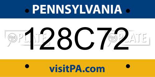 128C72 Pennsylvania License Plate