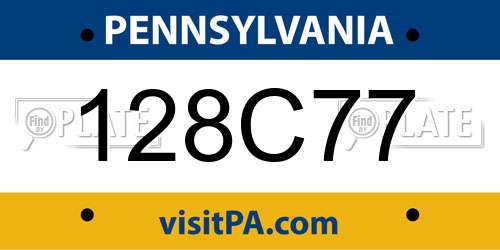 128C77 Pennsylvania License Plate
