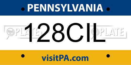 128CIL Pennsylvania License Plate