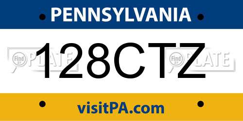 128CTZ Pennsylvania License Plate
