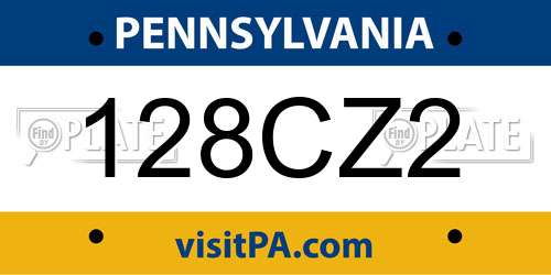 128CZ2 Pennsylvania License Plate