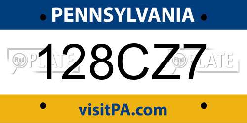 128CZ7 Pennsylvania License Plate