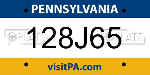 128J65 Pennsylvania License Plate