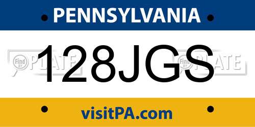128JGS Pennsylvania License Plate
