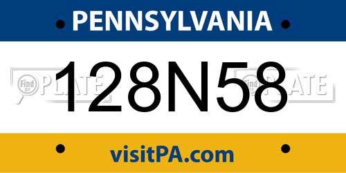 128N58 Pennsylvania License Plate