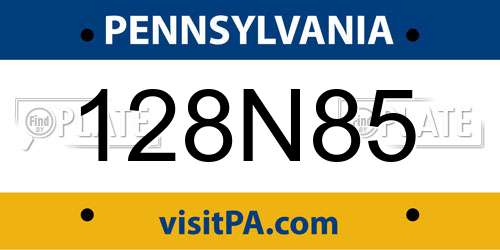 128N85 Pennsylvania License Plate