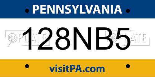 128NB5 Pennsylvania License Plate