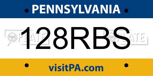 128RBS Pennsylvania License Plate