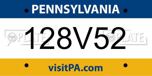 128V52 Pennsylvania License Plate