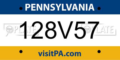 128V57 Pennsylvania License Plate