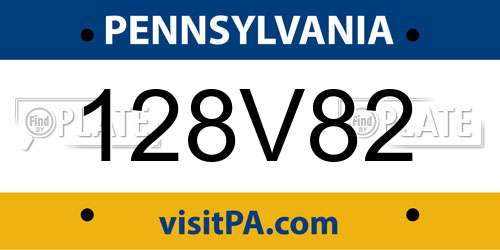 128V82 Pennsylvania License Plate