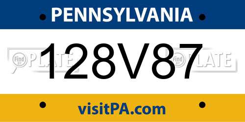 128V87 Pennsylvania License Plate