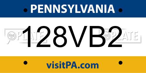 128VB2 Pennsylvania License Plate