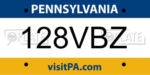 128VBZ Pennsylvania License Plate