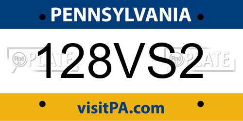 128VS2 Pennsylvania License Plate