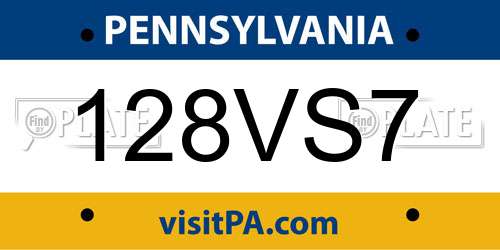 128VS7 Pennsylvania License Plate