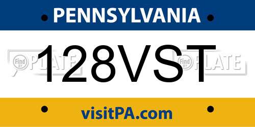 128VST Pennsylvania License Plate