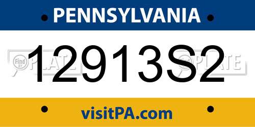 12913S2 Pennsylvania License Plate
