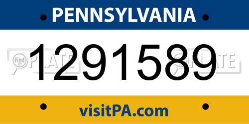 1291589 Pennsylvania License Plate