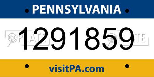 1291859 Pennsylvania License Plate