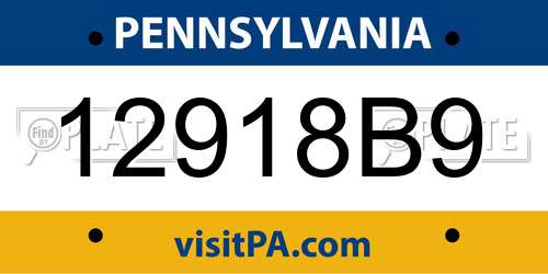 12918B9 Pennsylvania License Plate