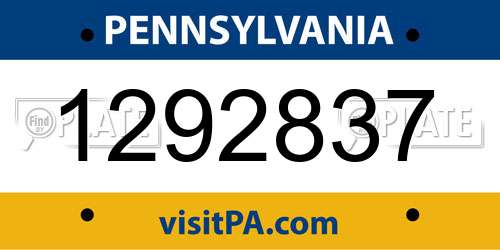 1292837 Pennsylvania License Plate