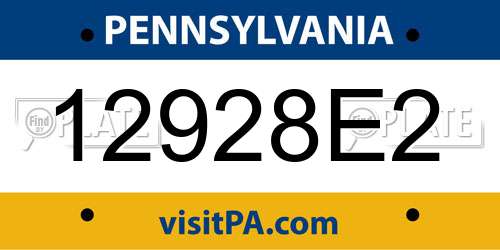 12928E2 Pennsylvania License Plate
